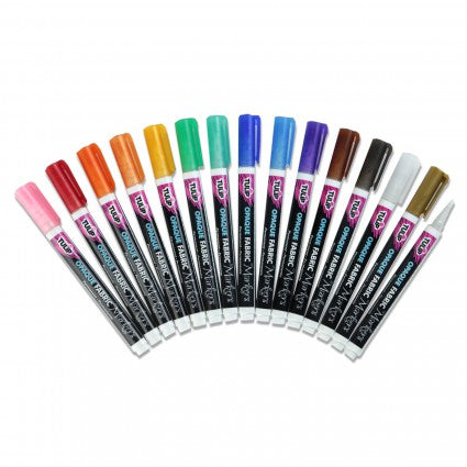 Tulip Opaque Fabric Markers, Assorted Colors, 15 ct