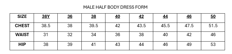 Male Half Body Dress Form (RENTAL ONLY)