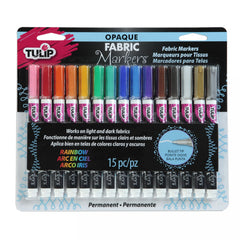 Tulip Opaque Fabric Markers, Assorted Colors, 15 ct