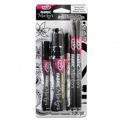 Tulip Fabric Markers, Variety Pack, Black, 5 Ct.