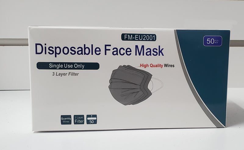 Black Disposable Face Masks, 50/box