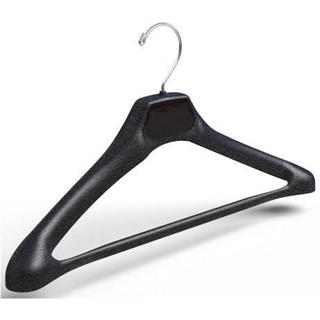 19" Black Plastic Concave Suit Hanger with Extra Wide Shoulders