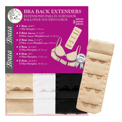 BRAZA Bra Back Extenders, Assorted Colors (3 Pieces)
