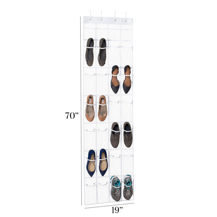 Over the Door Shoe Organizer, 12 Pockets, Clear
