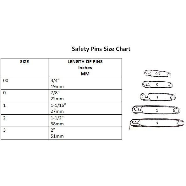 SAFETY PINS Size 2 (1 1/2”) SILVER TONE BULK PK/100 Made in USA