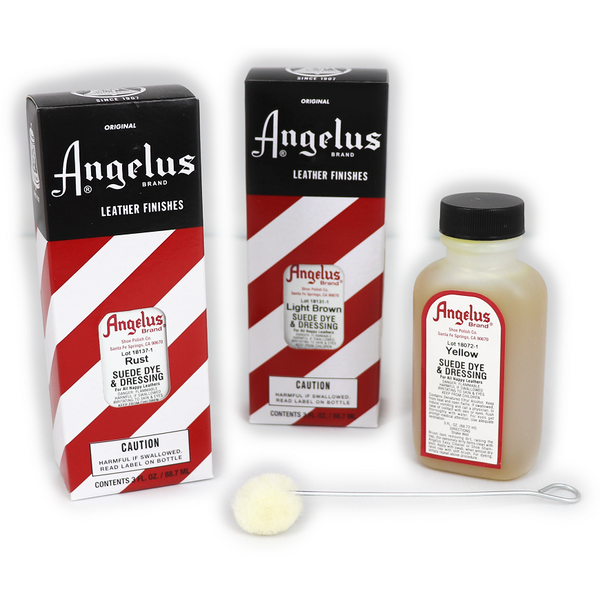 PICK ANY SIX Angelus Leather Dyes and/or Suede dyes NEW in box 3 fl. oz  (90ml)ea