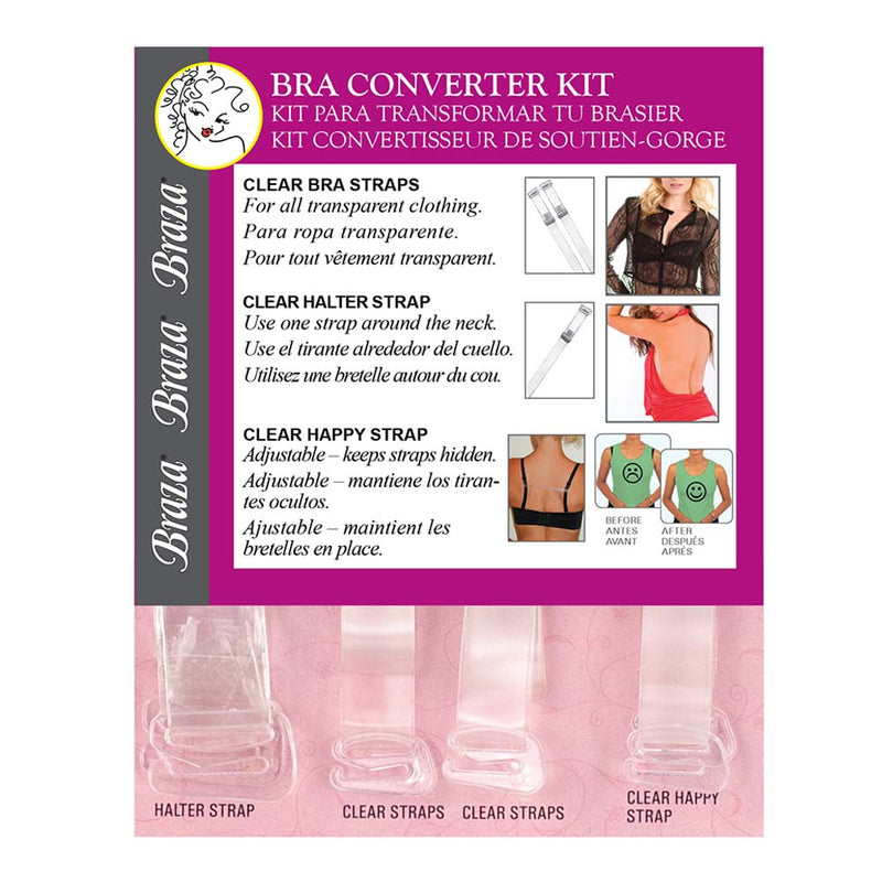 Braza Bra Converter Kit, Clear Bra Straps (4 Pieces) Large (Wide)