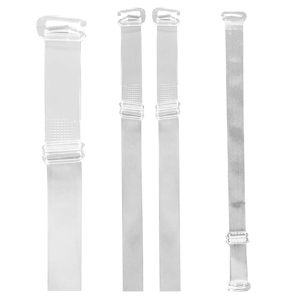 JetlagClock 2 Pair Clear Bra Straps + 2 Pair Rhinestone Bra Straps, Bra Straps Replacement, Clear Bra Straps Adjustable for Strapless Bra and