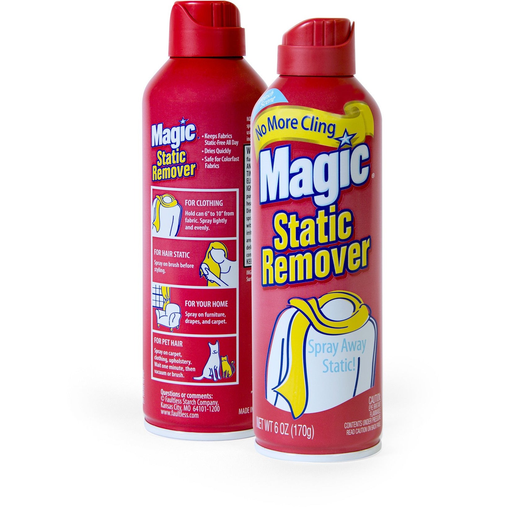 Magic Static Remover, Pack of 2 - No More Cling Static Spray, Eliminates Static Cling, Anti-Static Spray for Clothes, Furniture & Car - Static Free