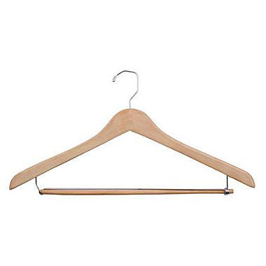 19" WOODEN SUIT HANGER With LOCKING PANT BAR
